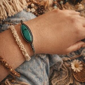 Adjustable Boho Western Turquoise Bracelet
